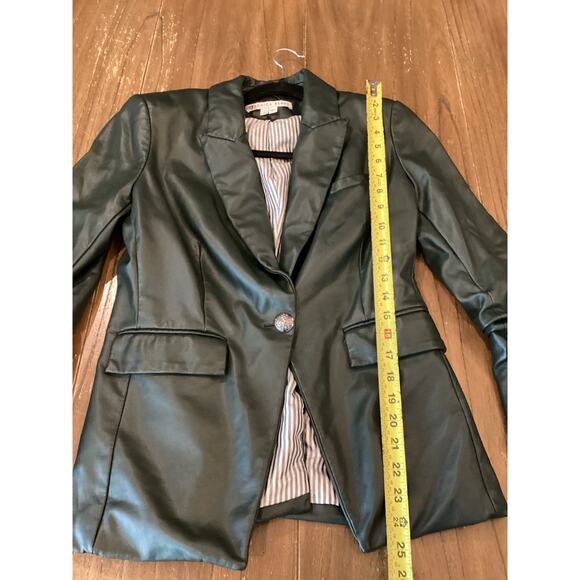 Veronica Beard Hollis Emerald Faux Vegan Leather Dickey Jacket Blazer Size 4 - Picture 9 of 12